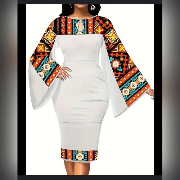 Aztec Tribal Dress Ceremonial Colorful Southwestern Bohemian Retro 70s XXL - Picture 1 of 15